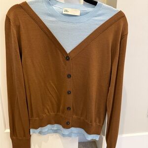 Tory Burch Brown and Light Blue Cardigan